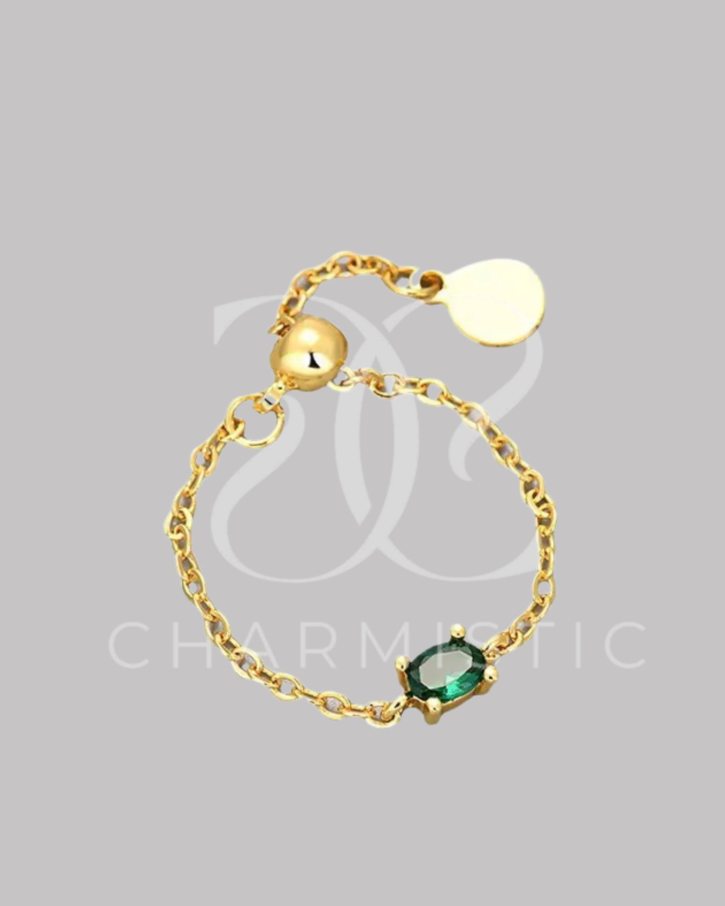 Green Oval Chain Ring
