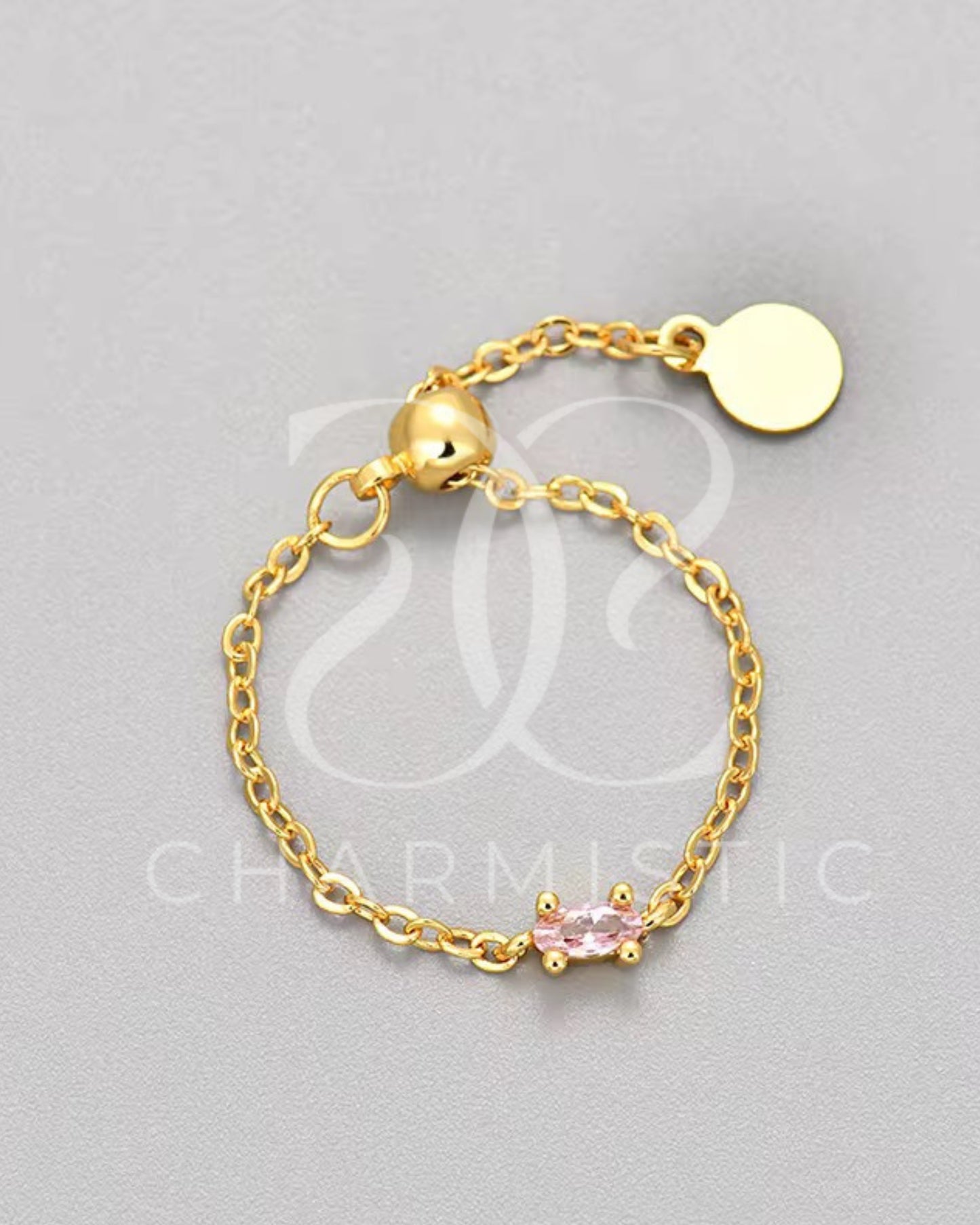 Pink Oval Chain Ring