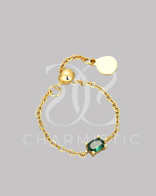 Green Oval Chain Ring