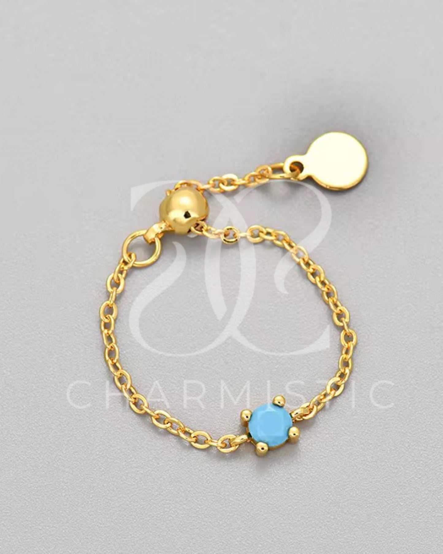 Blue Round Chain Ring