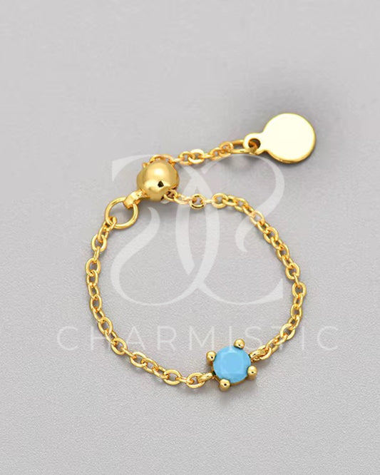 Blue Round Chain Ring