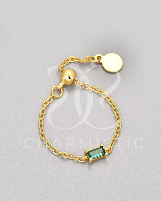 Green Baguette Chain Ring