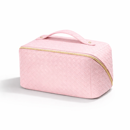 Woven Leather Large Capacity Make-Up Bag