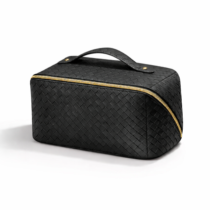 Woven Leather Large Capacity Make-Up Bag